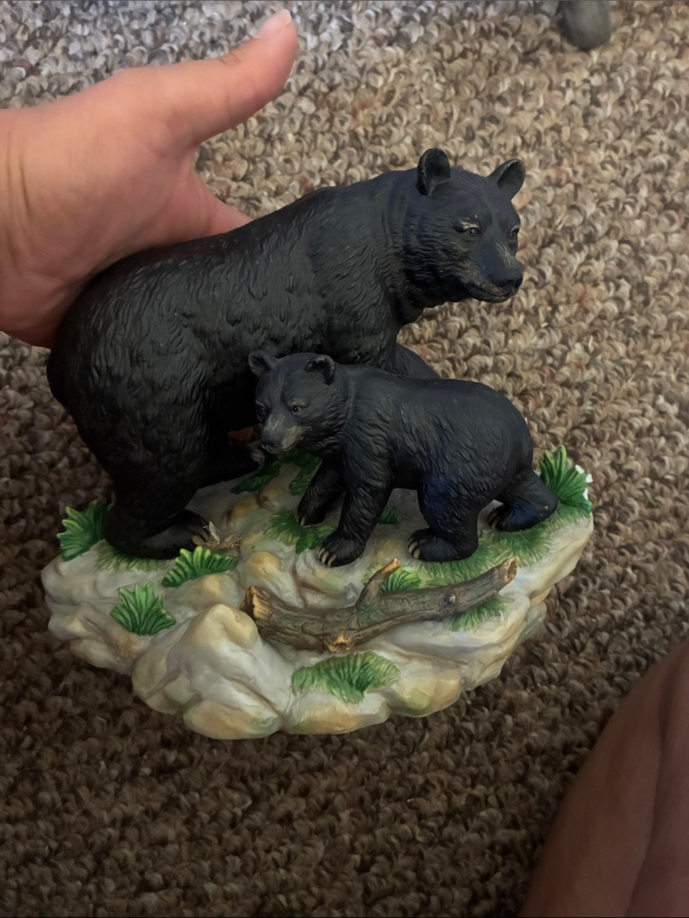 Home Interiors Black and Green Bear Family Figurine